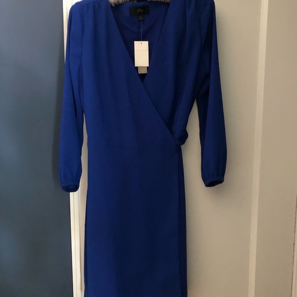 new with tags J Crew 365 crepe wrap dress size 0 in blue - Picture 2 of 8